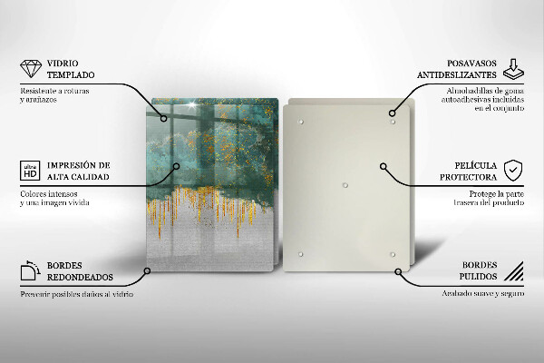 Tagliere in vetro temperato Astrazione con l'oro