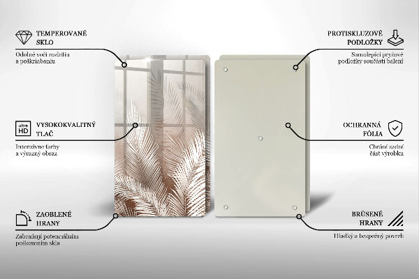 Tagliere in vetro temperato Foglie di vegetazione boho