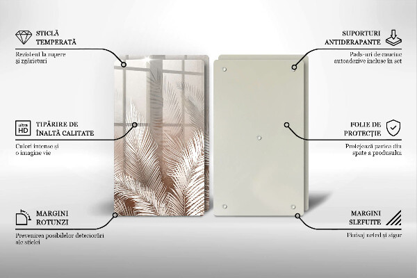 Tagliere in vetro temperato Foglie di vegetazione boho