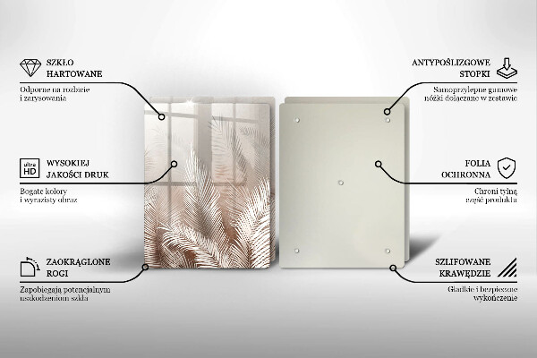 Tagliere in vetro temperato Foglie di vegetazione boho