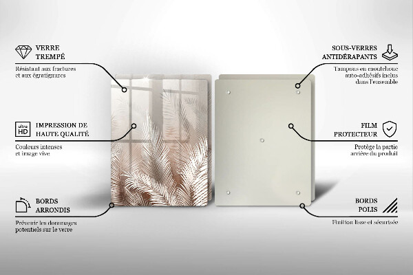 Tagliere in vetro temperato Foglie di vegetazione boho