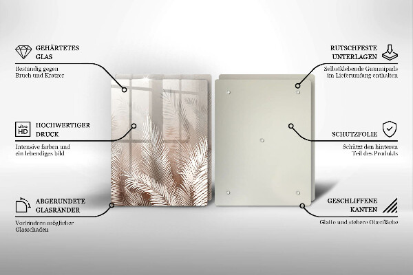 Tagliere in vetro temperato Foglie di vegetazione boho