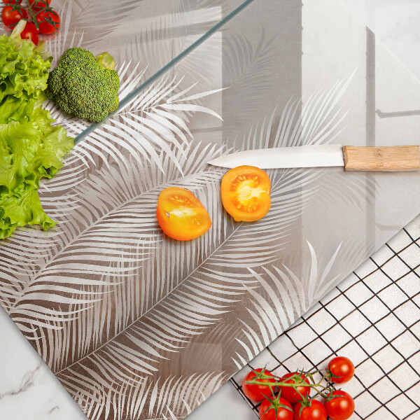 Tagliere in vetro temperato Foglie di vegetazione boho