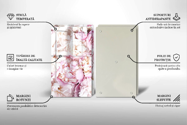 Tagliere in vetro temperato Mazzo di peonia