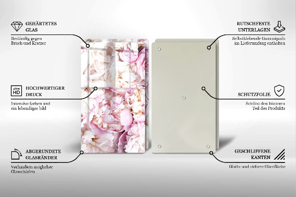 Tagliere in vetro temperato Mazzo di peonia