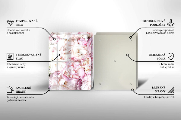 Tagliere in vetro temperato Mazzo di peonia