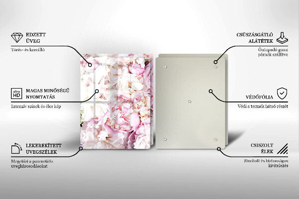 Tagliere in vetro temperato Mazzo di peonia