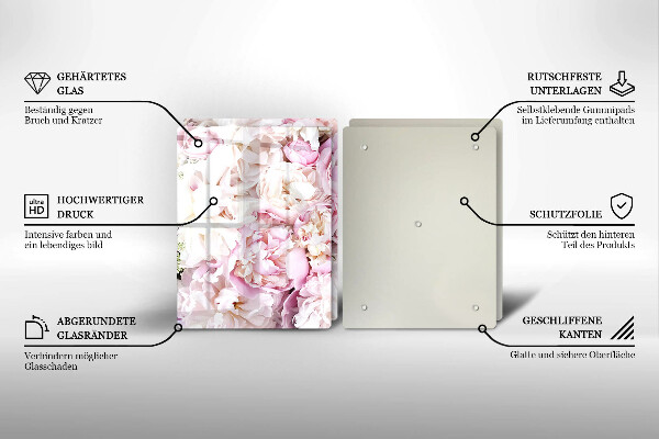 Tagliere in vetro temperato Mazzo di peonia