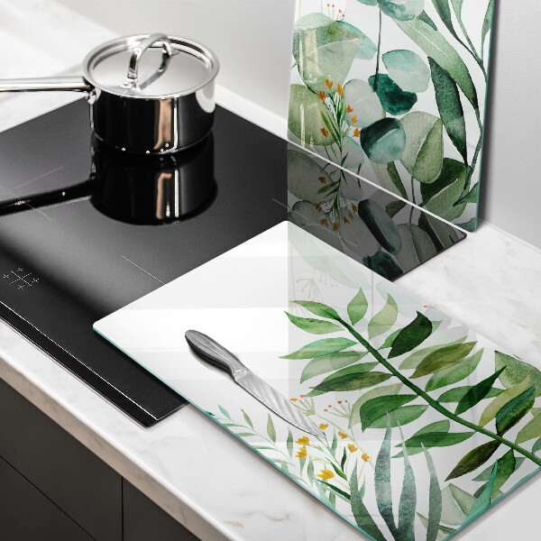 Tagliere in vetro temperato Illustrazione delle foglie delle piante