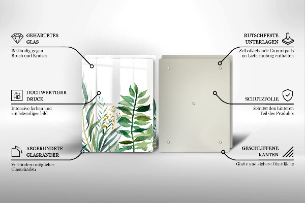 Tagliere in vetro temperato Illustrazione delle foglie delle piante
