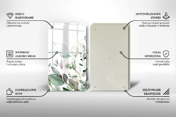 Tagliere in vetro temperato Piante ad acquerello