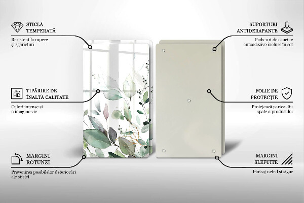 Tagliere in vetro temperato Piante ad acquerello