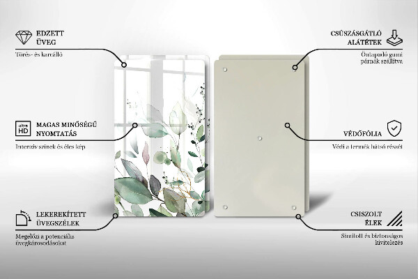 Tagliere in vetro temperato Piante ad acquerello