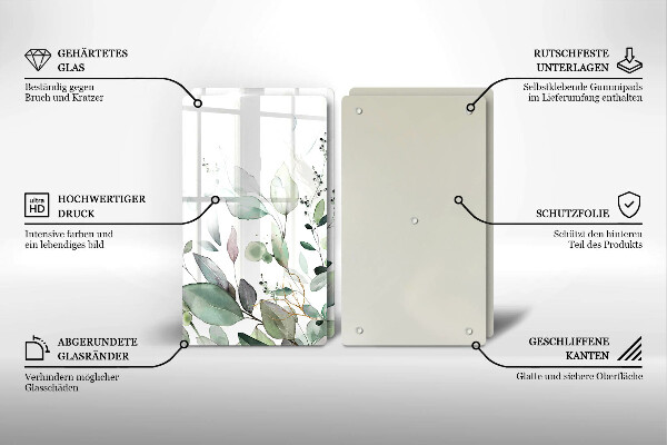 Tagliere in vetro temperato Piante ad acquerello