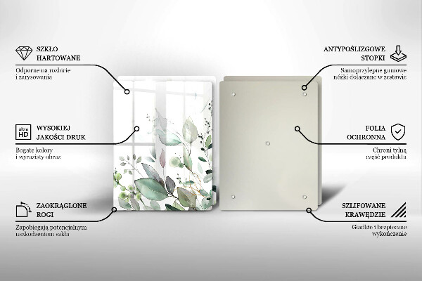 Tagliere in vetro temperato Piante ad acquerello