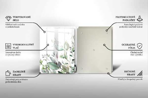 Tagliere in vetro temperato Piante ad acquerello