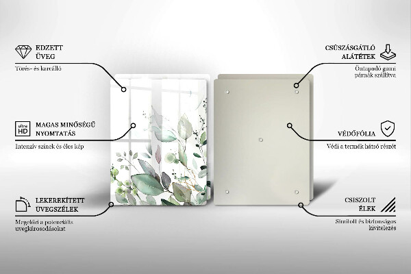 Tagliere in vetro temperato Piante ad acquerello