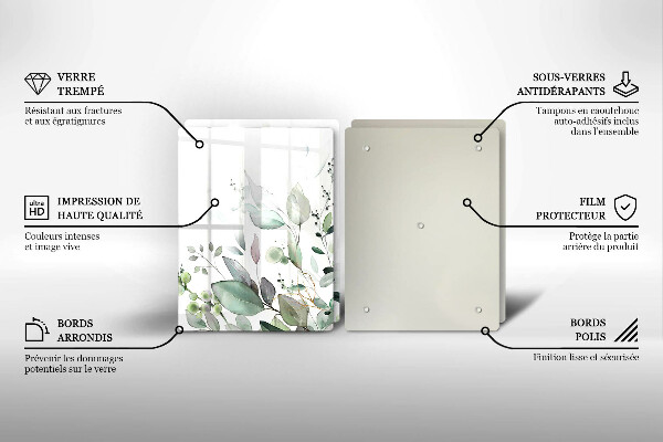 Tagliere in vetro temperato Piante ad acquerello