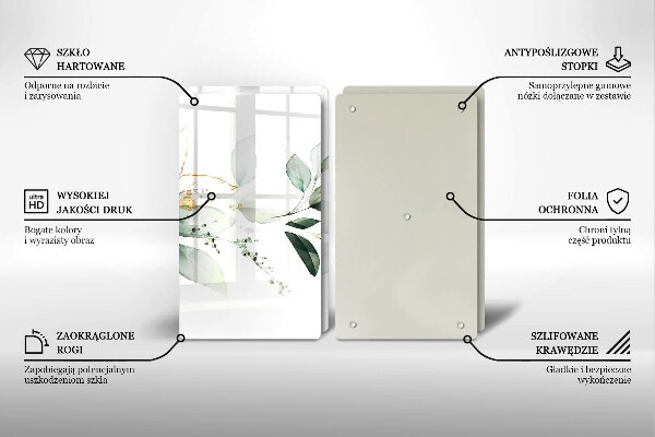 Tagliere in vetro temperato Foglie ad acquerello