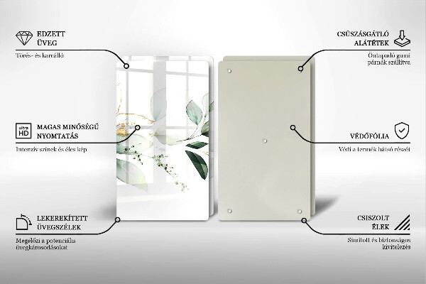 Tagliere in vetro temperato Foglie ad acquerello