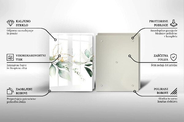 Tagliere in vetro temperato Foglie ad acquerello