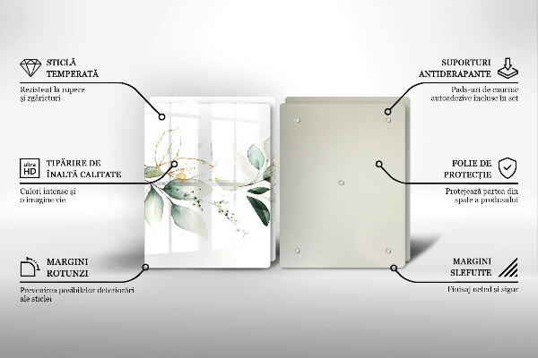 Tagliere in vetro temperato Foglie ad acquerello