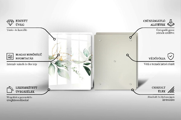 Tagliere in vetro temperato Foglie ad acquerello