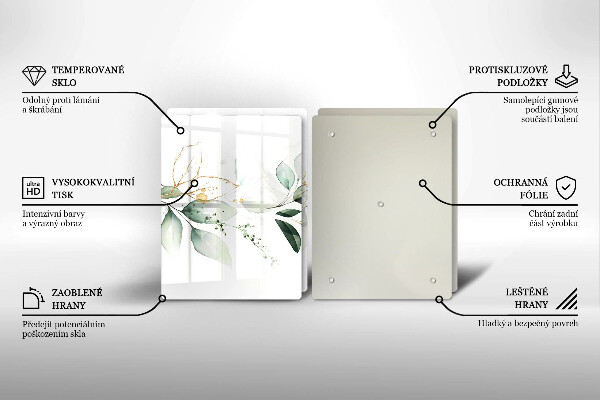 Tagliere in vetro temperato Foglie ad acquerello