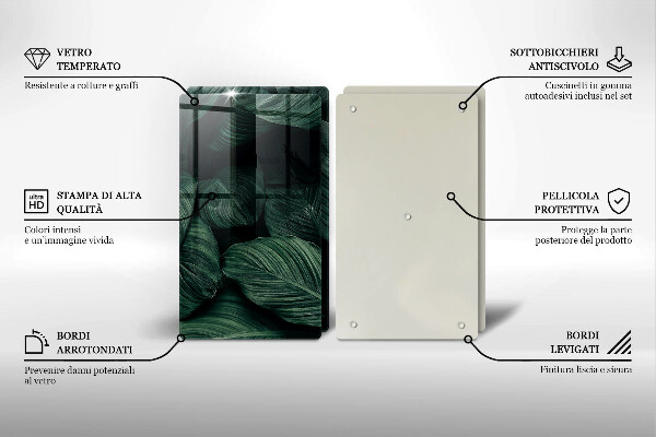Tagliere in vetro temperato Foglie scure