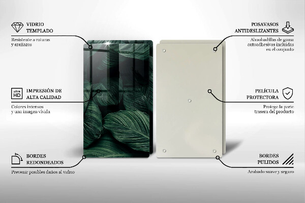 Tagliere in vetro temperato Foglie scure