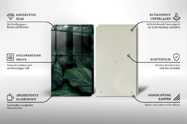 Tagliere in vetro temperato Foglie scure