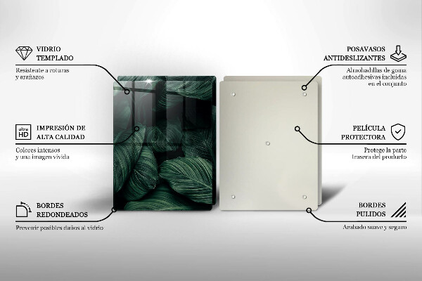 Tagliere in vetro temperato Foglie scure