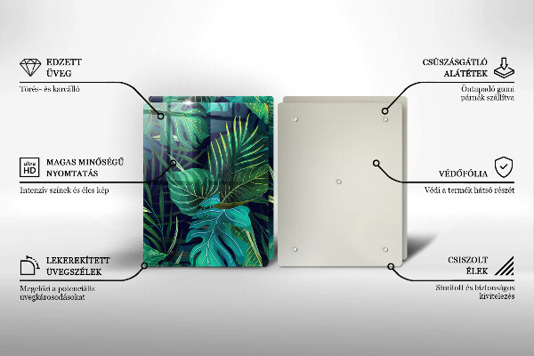 Tagliere in vetro temperato Illustrazione delle foglie della giungla