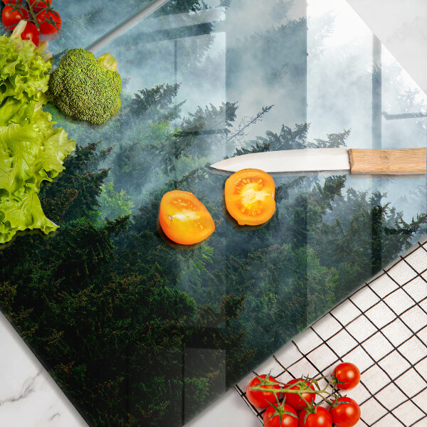 Tagliere in vetro temperato Foresta nella nebbia