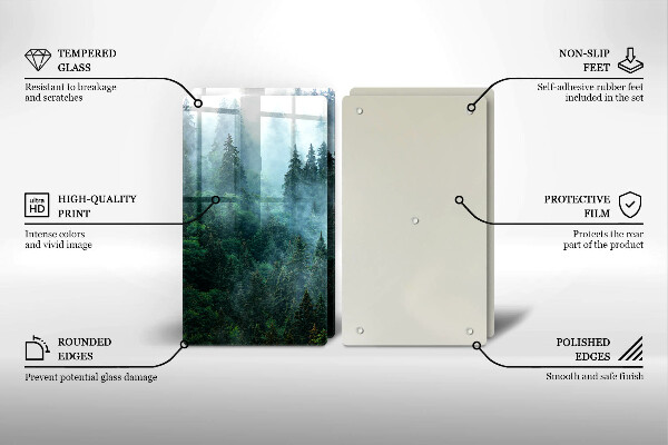 Tagliere in vetro temperato Foresta nella nebbia