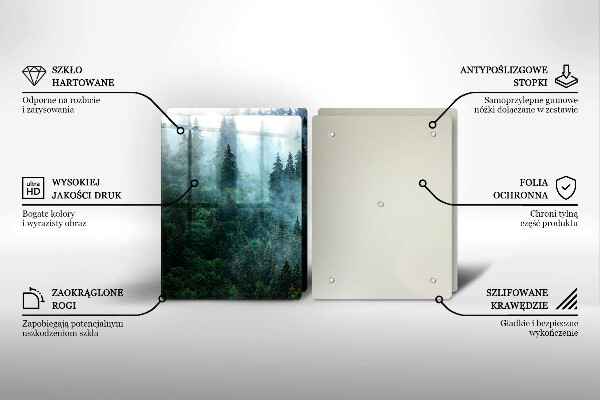 Tagliere in vetro temperato Foresta nella nebbia