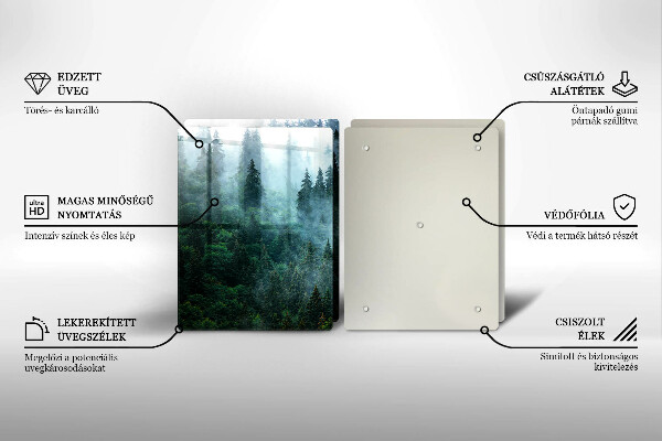 Tagliere in vetro temperato Foresta nella nebbia