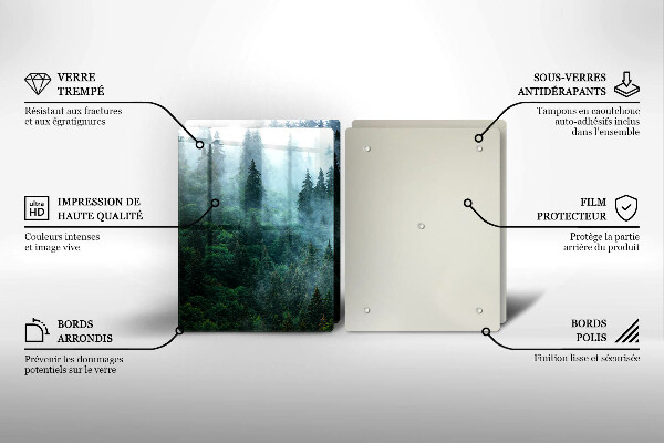 Tagliere in vetro temperato Foresta nella nebbia