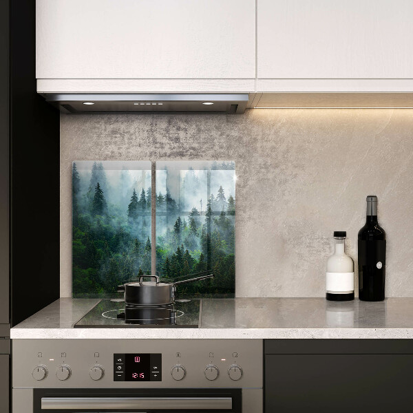 Tagliere in vetro temperato Foresta nella nebbia