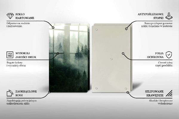 Tagliere in vetro temperato Paesaggio forestale nebbioso