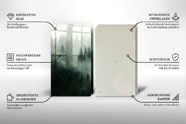 Tagliere in vetro temperato Paesaggio forestale nebbioso