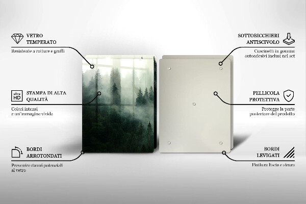 Tagliere in vetro temperato Paesaggio forestale nebbioso