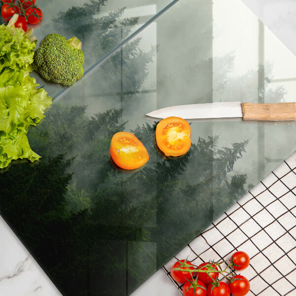 Tagliere in vetro temperato Paesaggio forestale nebbioso