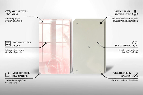 Tagliere in vetro temperato Sfondo di rose pastello