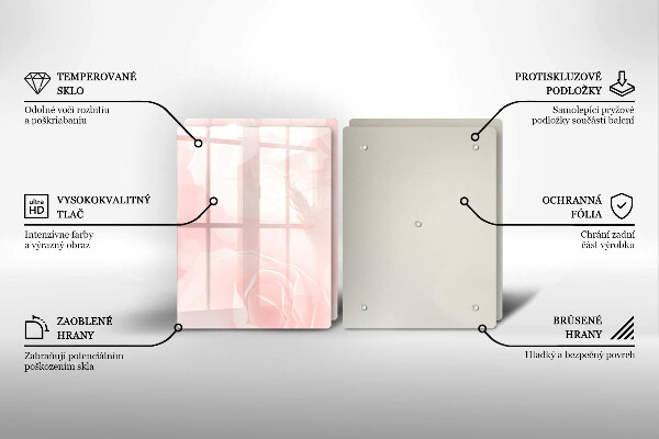 Tagliere in vetro temperato Sfondo di rose pastello