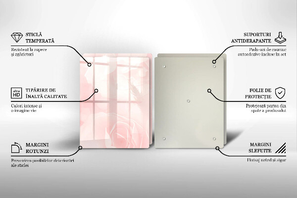 Tagliere in vetro temperato Sfondo di rose pastello