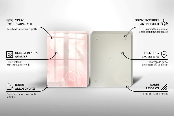 Tagliere in vetro temperato Sfondo di rose pastello