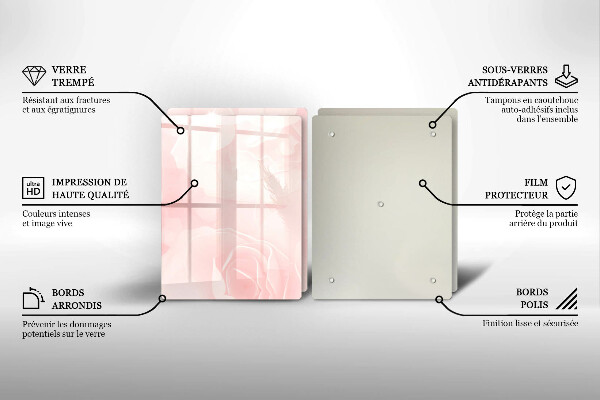 Tagliere in vetro temperato Sfondo di rose pastello