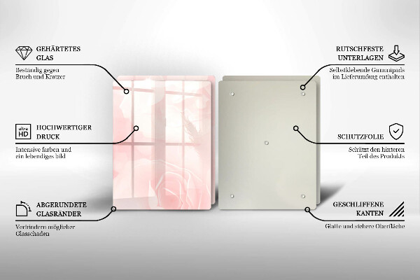 Tagliere in vetro temperato Sfondo di rose pastello