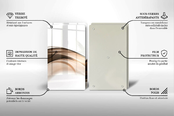 Tagliere in vetro temperato Linee marroni astratte